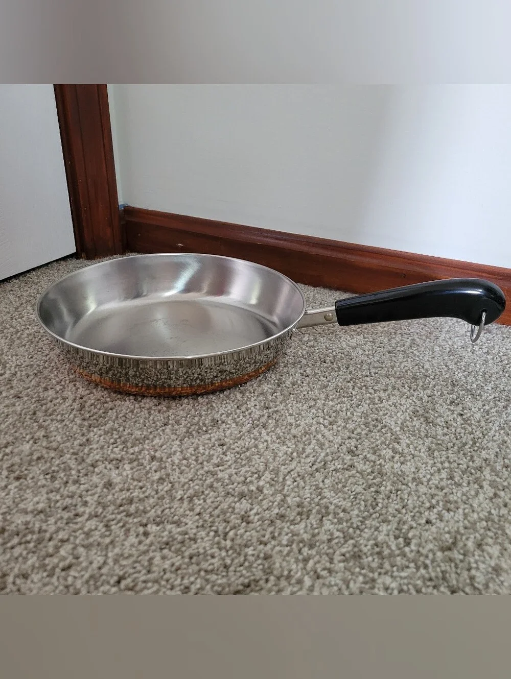 Vintage Revere Ware Copper-Clad Bottom Stainless Steel Skillet Pan, 9 Inch